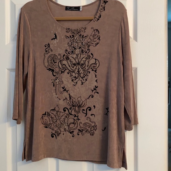 Taupe/black tunic top - Picture 1 of 2